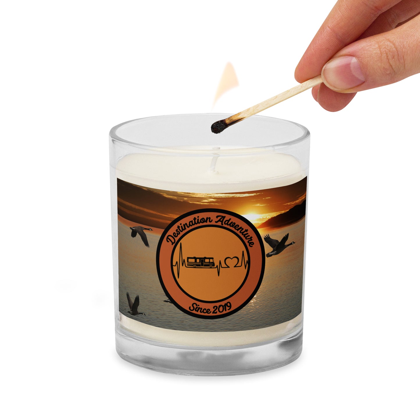 Glass jar soy wax candle