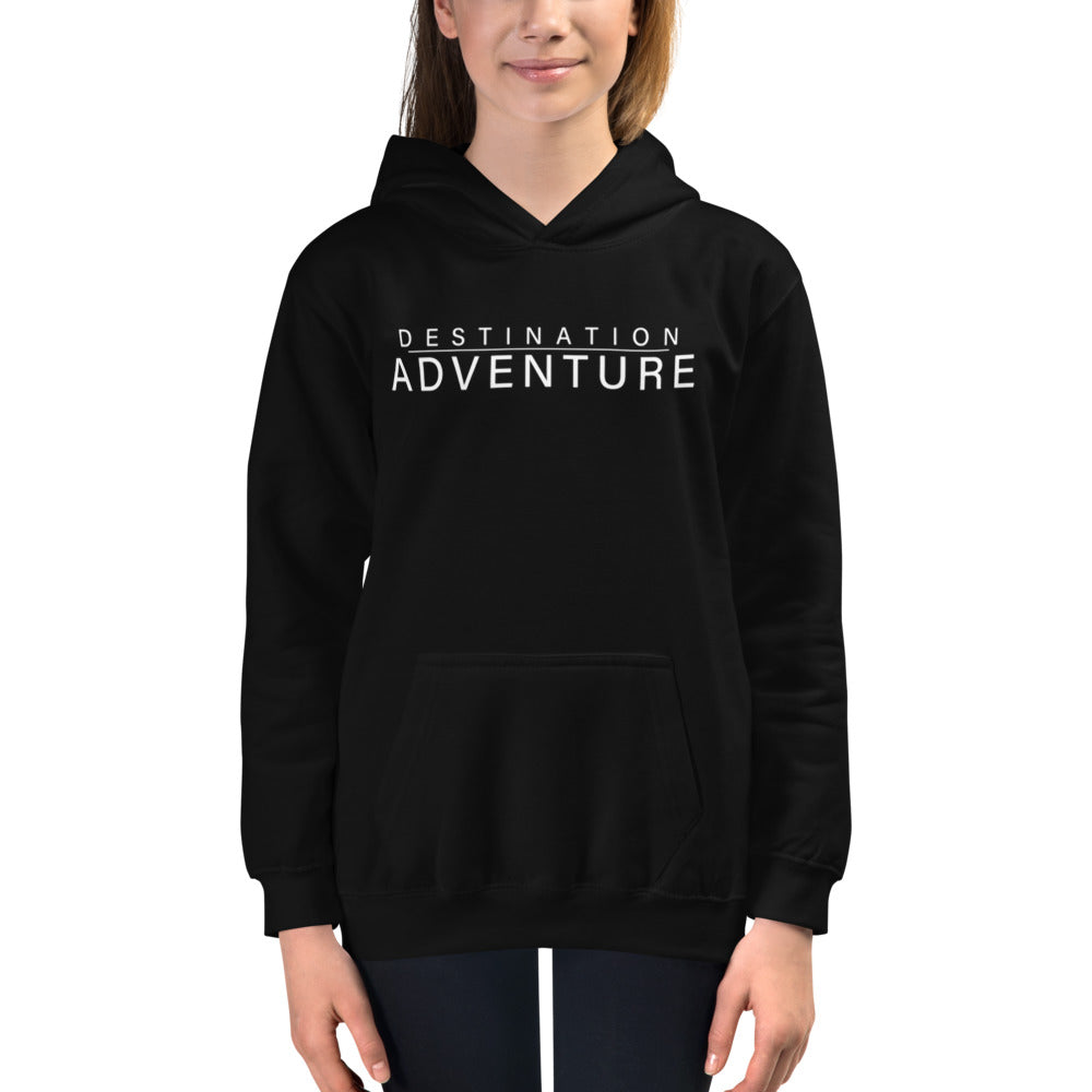 Kids Hoodie with Destination Adventure Word Mark