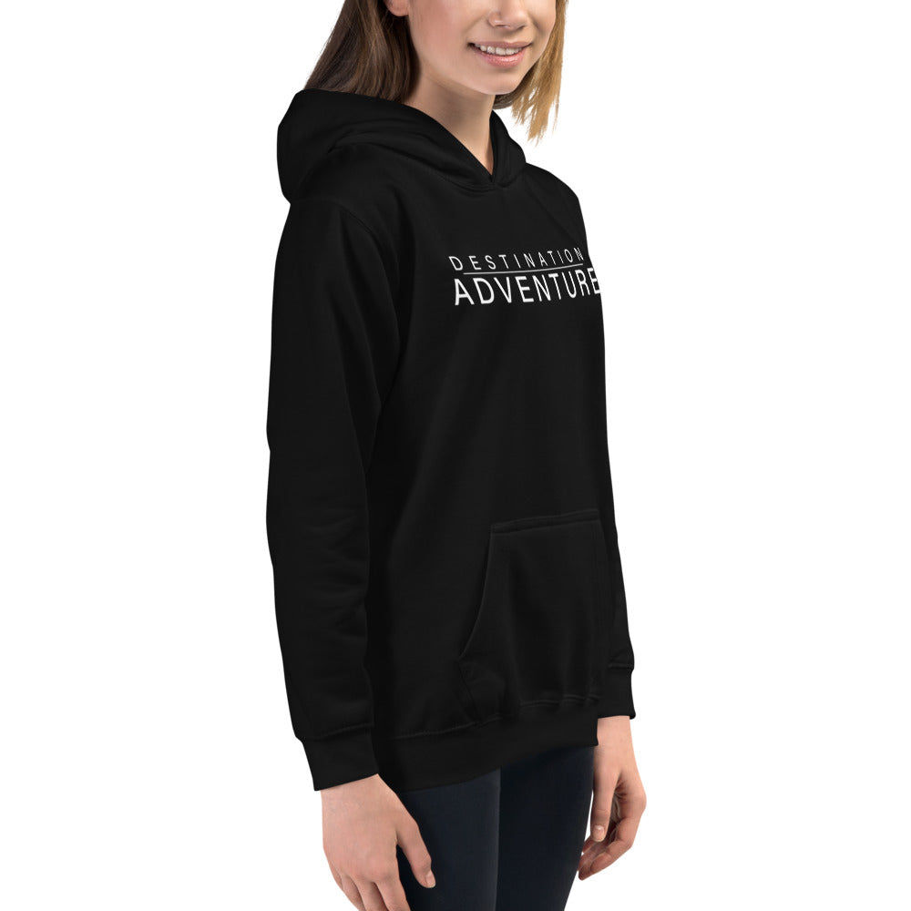 Kids Hoodie with Destination Adventure Word Mark